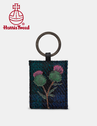 Highland Thistle Harris Tweed & Leather Keyring - Yoshi