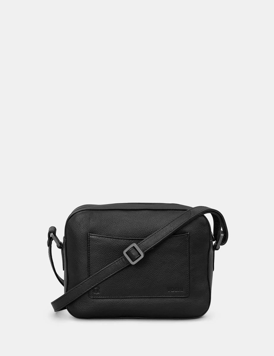 Belmont Black Leather Camera Bag | Cross Body Bag for Women By Yoshi