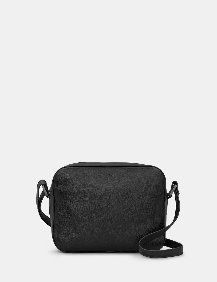 Belmont Black Leather Camera Bag | Cross Body Bag for Women By Yoshi