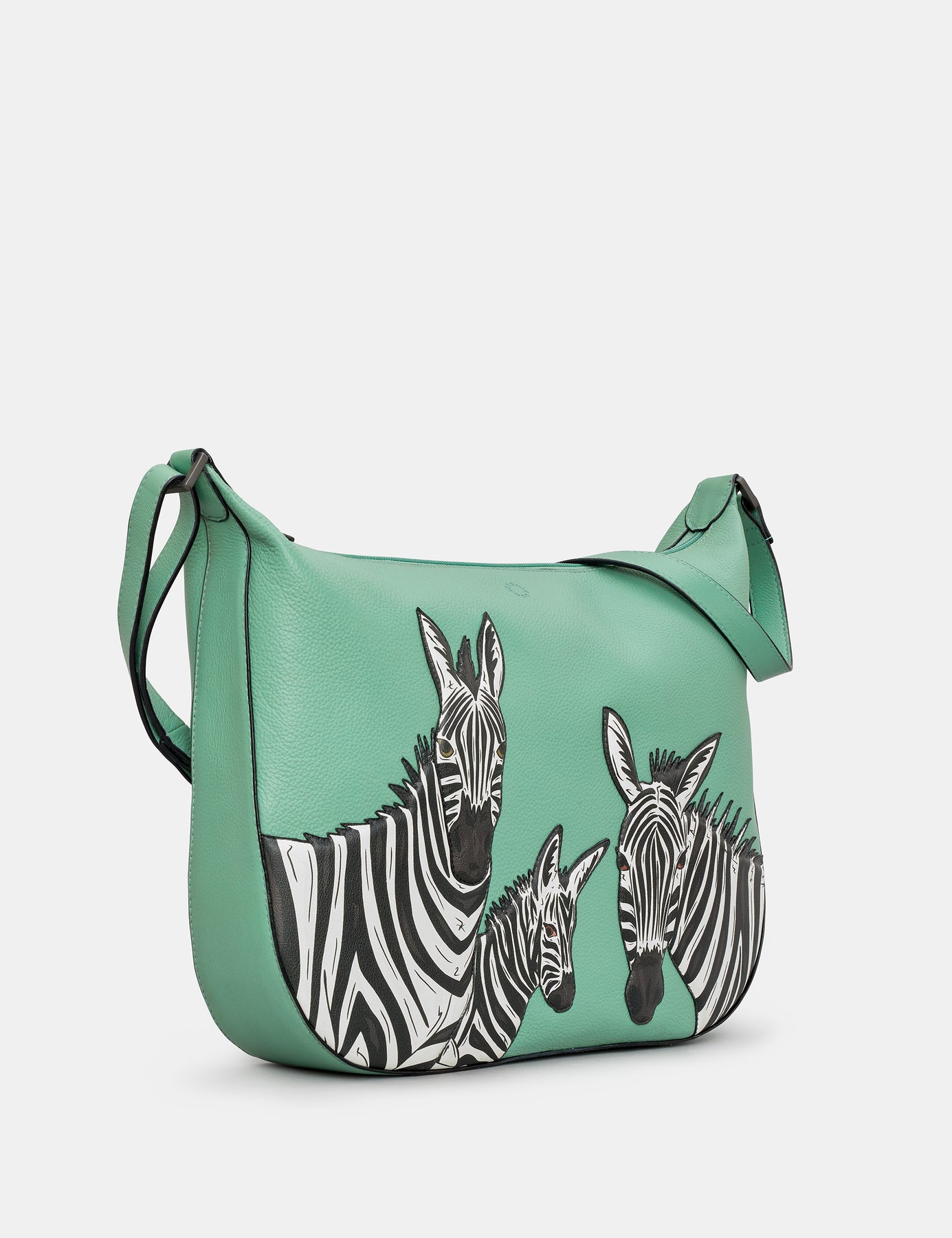 Dazzle of Zebras Mint Green Leather Hobo Bag | Cross Body Bag by Yoshi