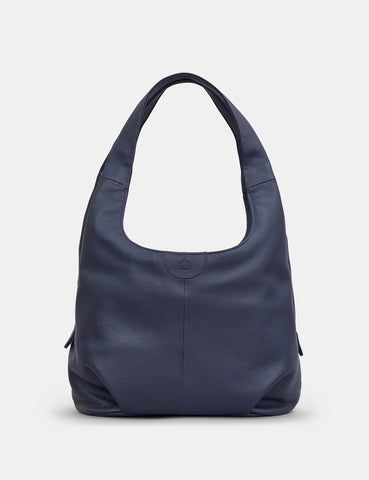 Classic Navy Italian Real Leather Slouch Shoulder Bag – Amilu